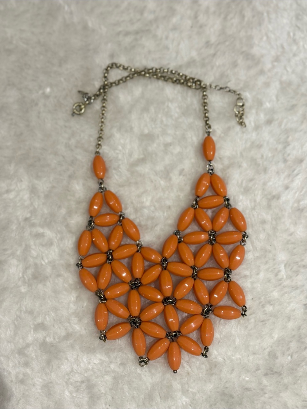 J. Crew Factory Orange Cluster Statement Necklace